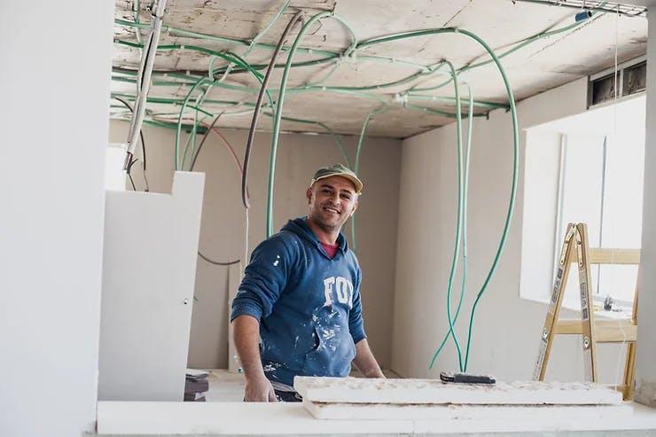 Electrician at a construction site